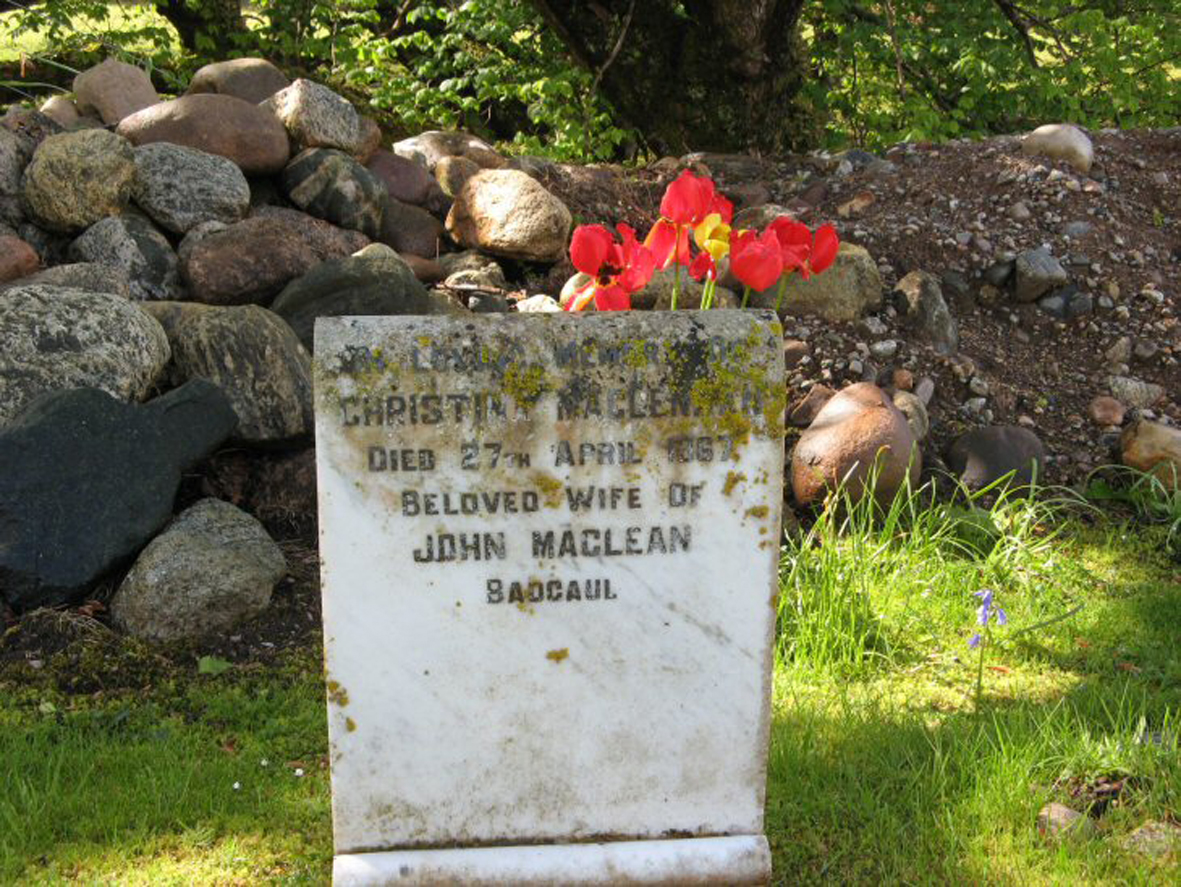 Photo of headstones/Christina MacLennan (MacLean) died 1967 MI Gruinard, Gairloch